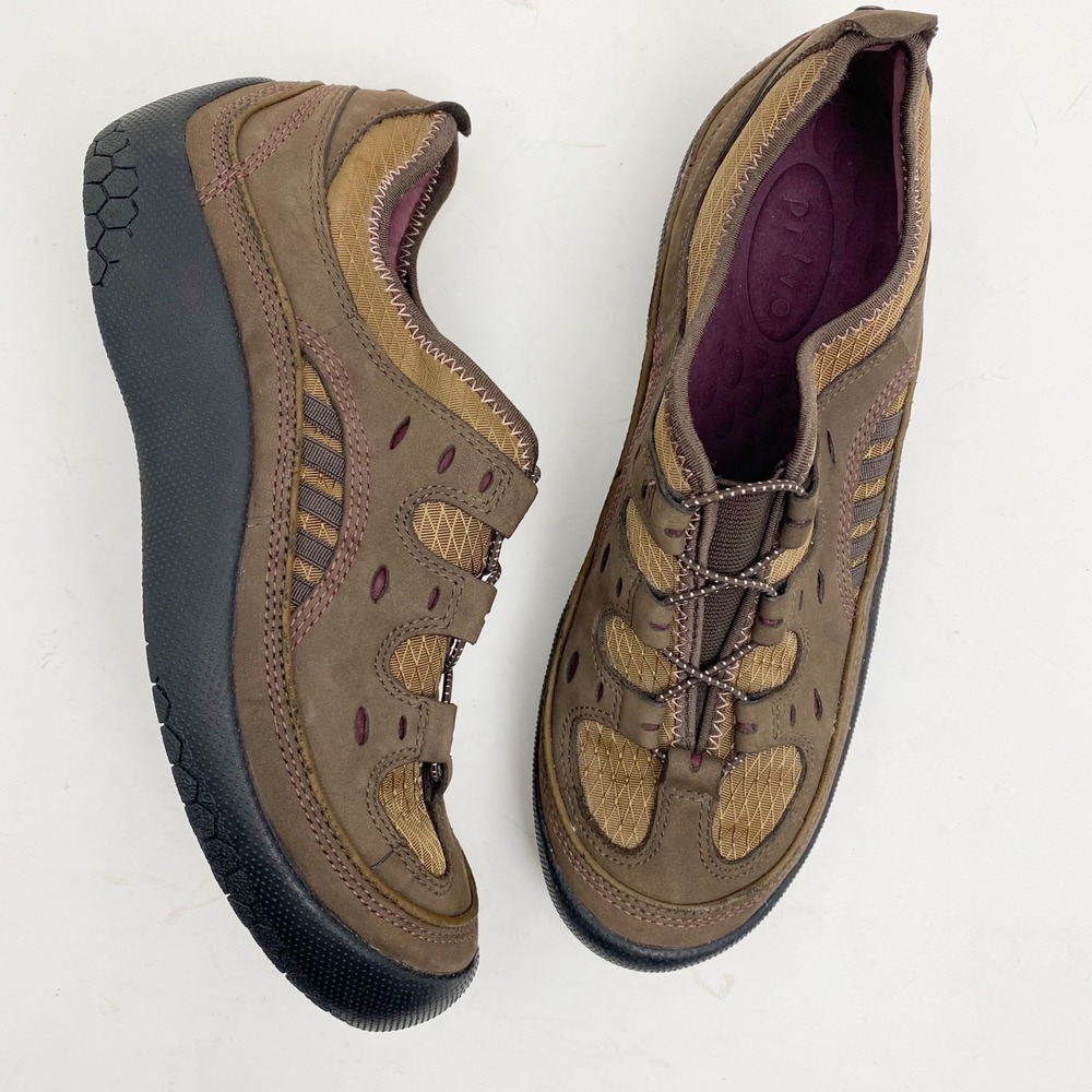 Clarks Privo Bungee Lace Leather Mesh Walking Shoes Womens 7M Brown
